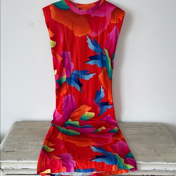 FARM Rio Red Ombre Chita T-Shirt Dress | XS - Picture 1 of 5
